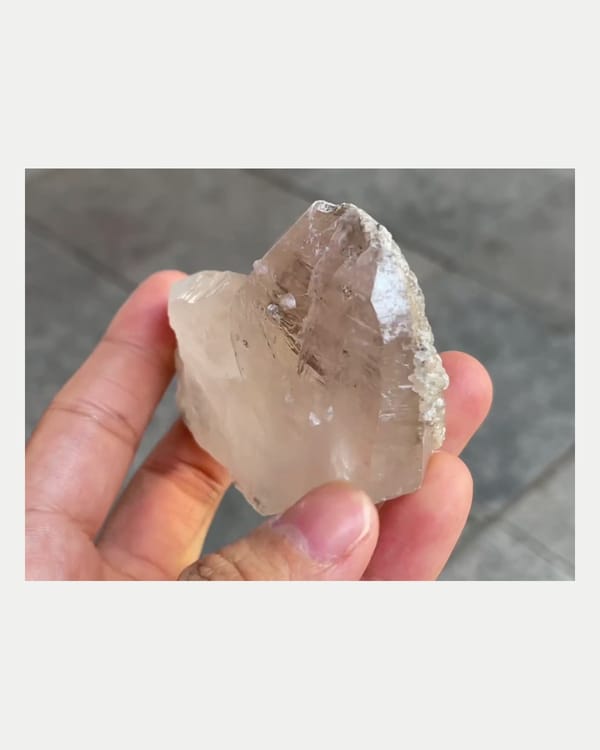 Complete left oblique view of japan law twin quartz crystal