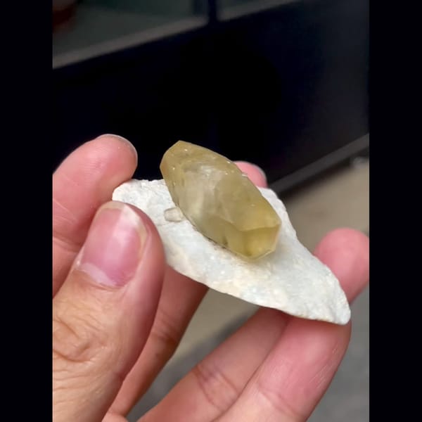 Candy-colored calcite specimen from Shangbao, Hunan, China. — alternate view