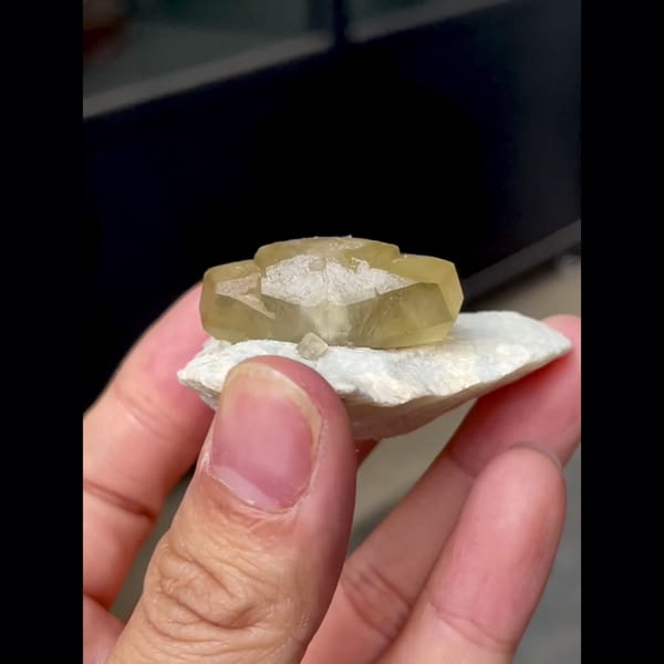 Candy-colored calcite specimen from Shangbao, Hunan, China. — alternate view