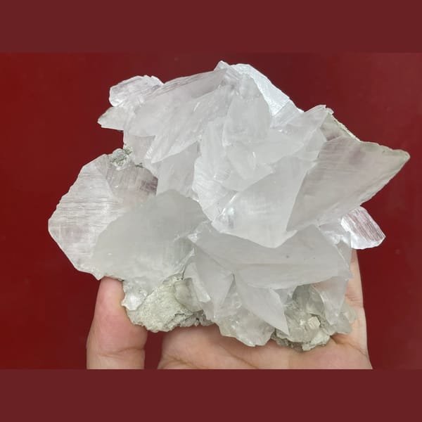 Large white bladed calcite cluster from Xianghualing, Hunan — complete view