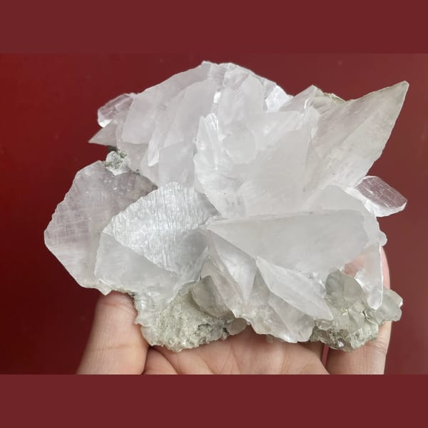 Large white bladed calcite cluster from Xianghualing, Hunan — alternate view