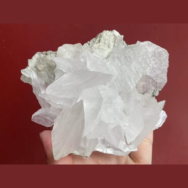 Large white bladed calcite cluster from Xianghualing, Hunan — detail view