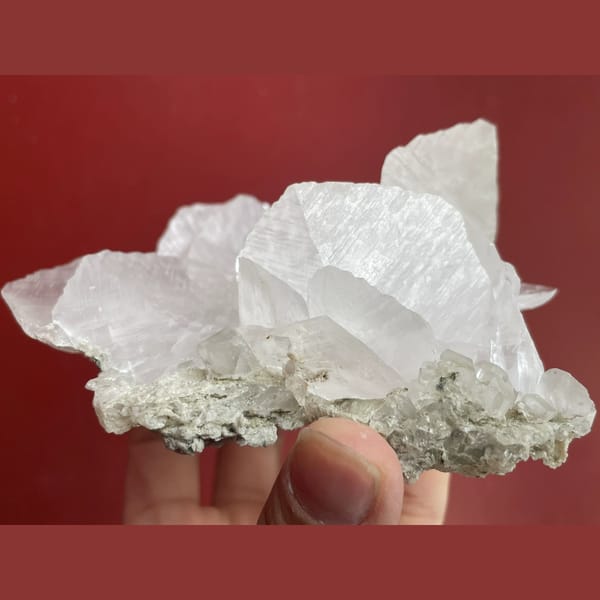 Large white bladed calcite cluster from Xianghualing, Hunan — detail view