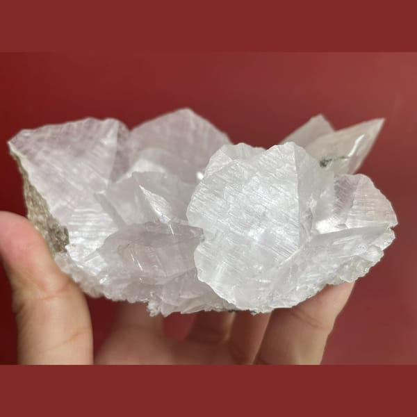 Large white bladed calcite cluster from Xianghualing, Hunan — detail view