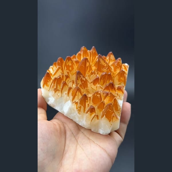 Golden orange calcite crystal cluster — alternate view