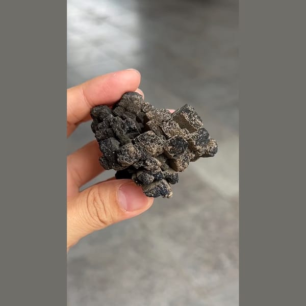 Black prismatic ilvaite crystal spray from Inner Mongolia — alternate view