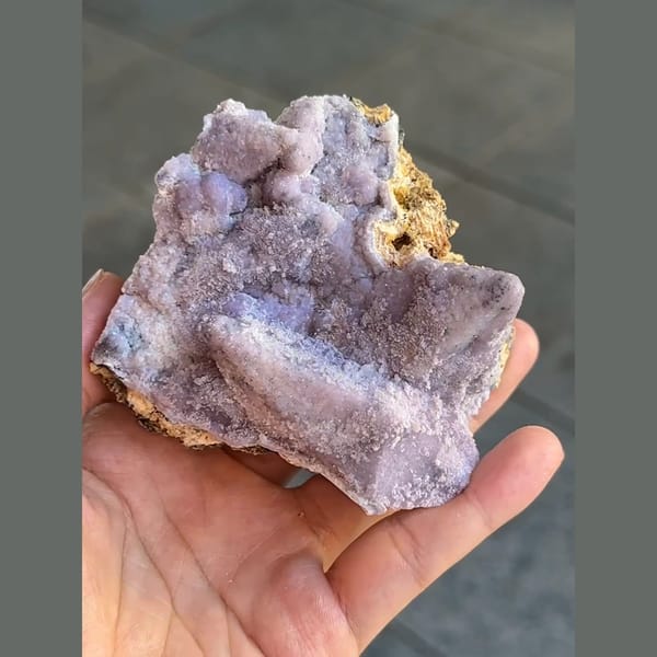 Lilac fluorite crust replacing calcite crystals from Qinglong, Guizhou — alternate view