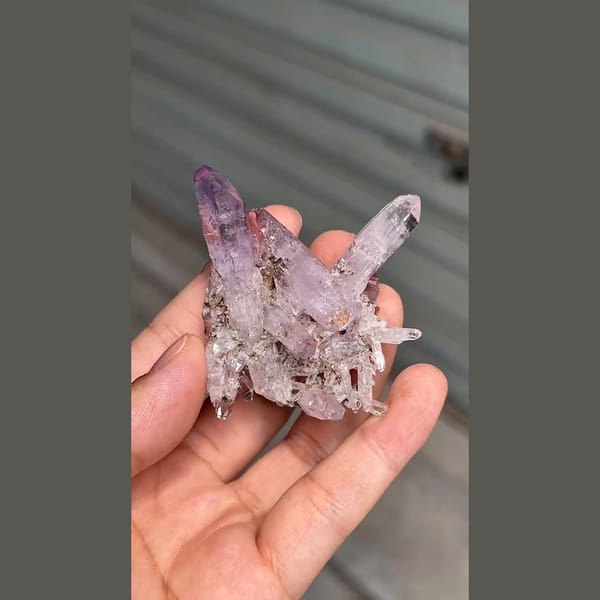 Pale violet Vera Cruz amethyst points in a butterfly shape — alternate view