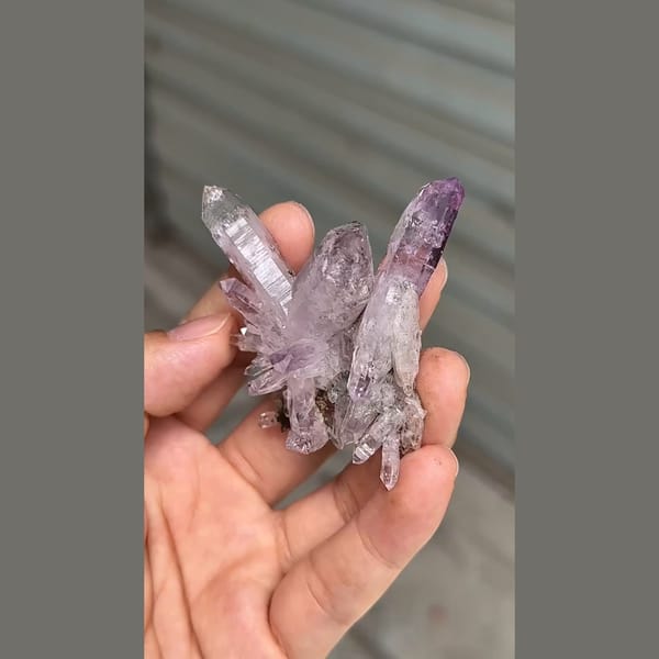 Pale violet Vera Cruz amethyst points in a butterfly shape — alternate view