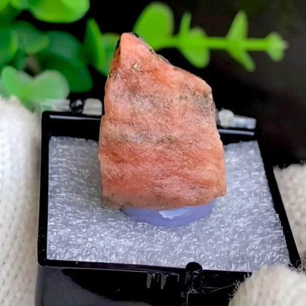 Salmon-Pink Massive Rhodochrosite with Dark Matrix, natural mineral specimen, photo 1 of 6