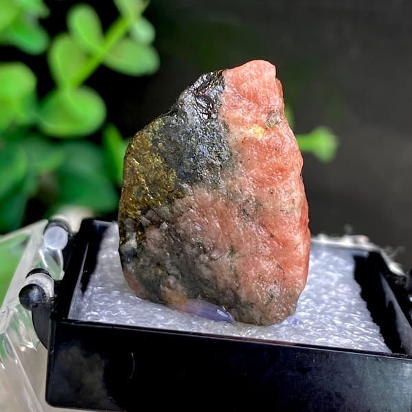 Salmon-Pink Massive Rhodochrosite with Dark Matrix, natural mineral specimen, photo 4 of 6