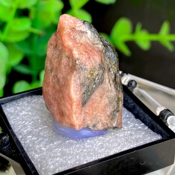 Salmon-Pink Massive Rhodochrosite with Dark Matrix, natural mineral specimen, photo 6 of 6