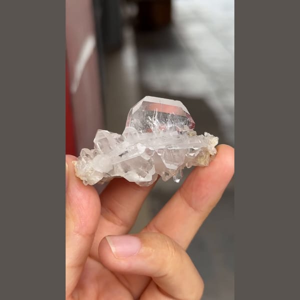 Glassy irregular quartz cluster from Pakistan — complete view