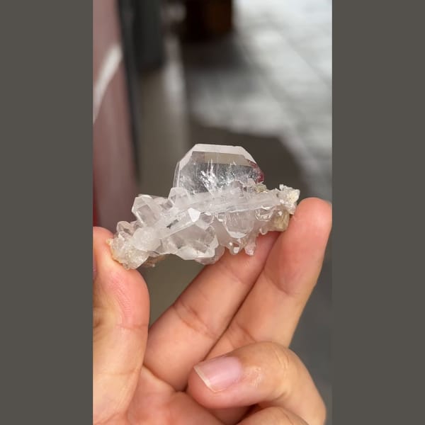 Glassy irregular quartz cluster from Pakistan — alternate view