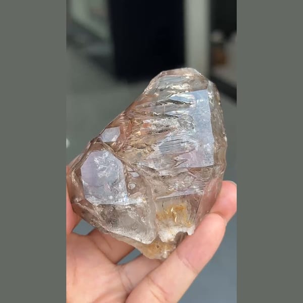 Chunky etched champagne quartz crystal from Zhaotong, Yunnan — alternate view