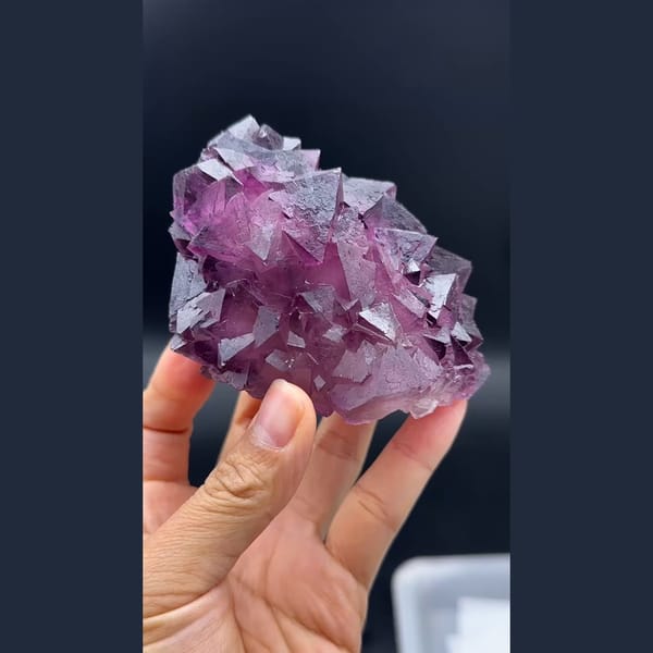 Deep purple cubic fluorite cluster from Zhejiang — alternate view