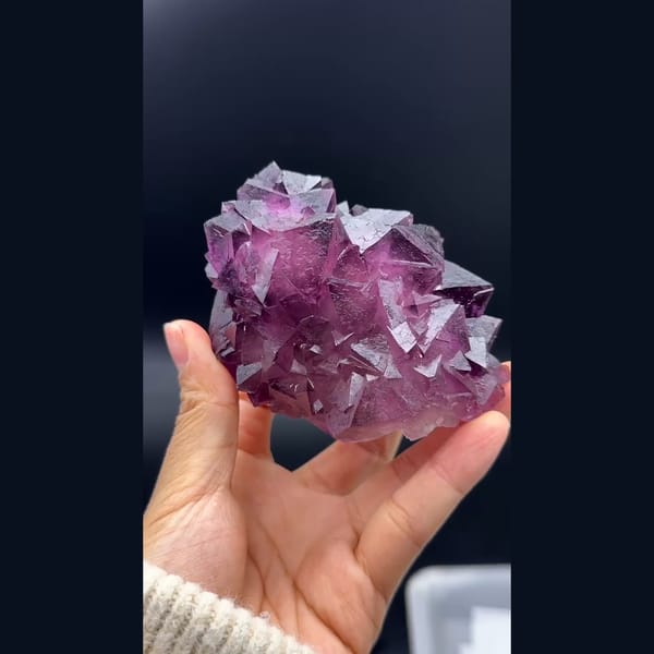 Deep purple cubic fluorite cluster from Zhejiang — alternate view