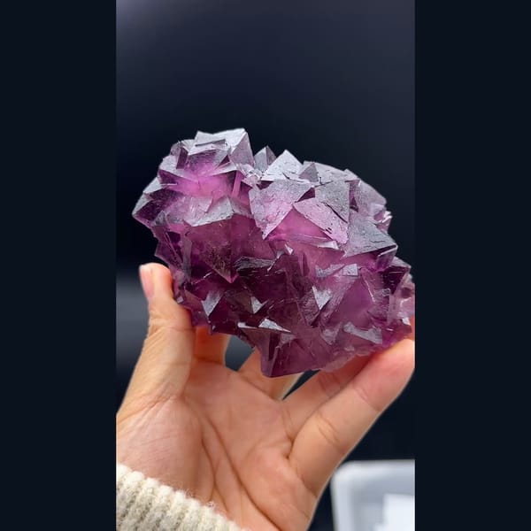 Deep purple cubic fluorite cluster from Zhejiang — detail view