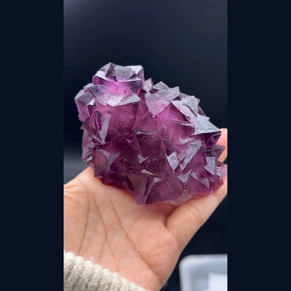 Deep purple cubic fluorite cluster from Zhejiang — detail view