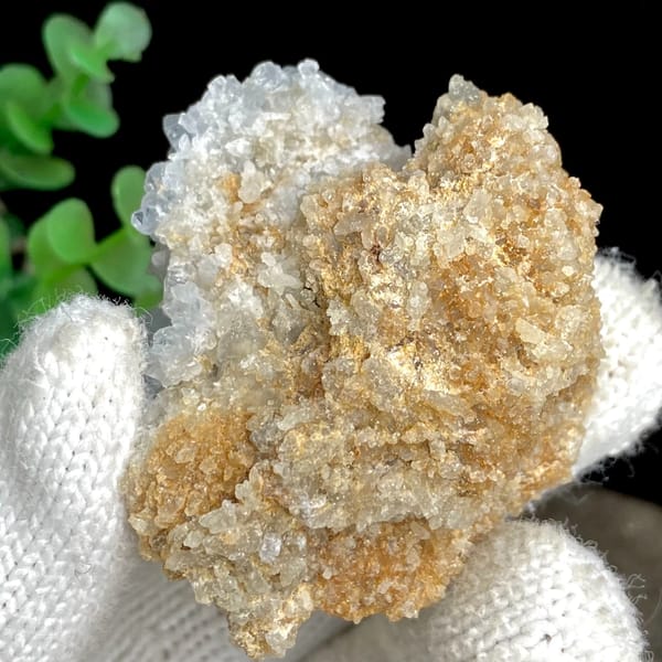 Pale sky-blue celestite crystal cluster — detail view