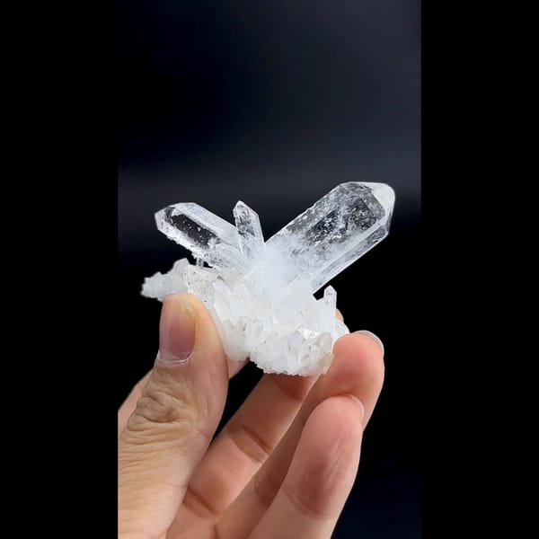 Sculptural cluster of clear quartz points from Jinkouhe, Sichuan — alternate view