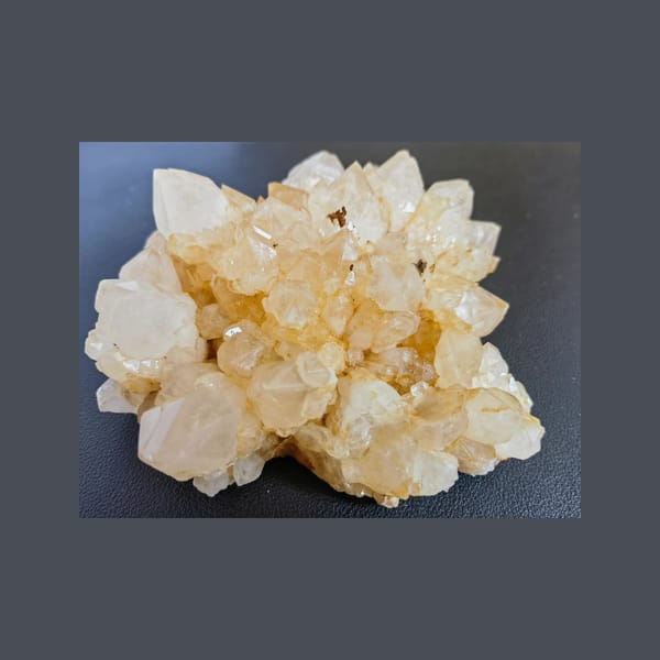 Golden Pineapple Quartz Cluster — Madagascar — full specimen and base, front view