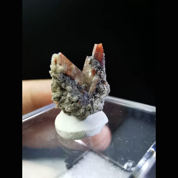 Wine-red topaz crystal cluster from Mexico — alternate view