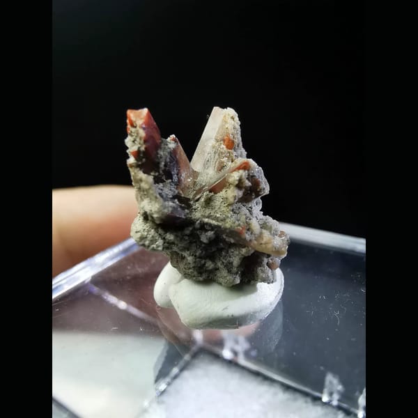 Wine-red topaz crystal cluster from Mexico — alternate view