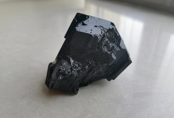 Black Tourmaline Crystal with Stepped Faces — individual mineral specimen view 2