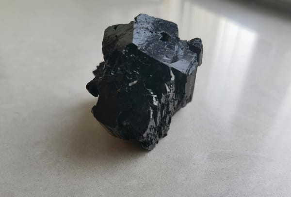 Black Tourmaline Crystal with Stepped Faces — individual mineral specimen view 3