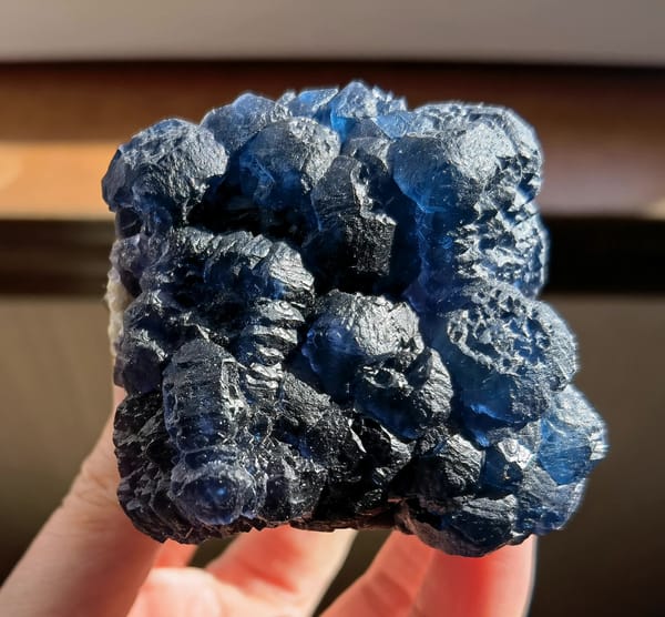 Blueberry Blue Fluorite Cluster — Inner Mongolia — individual mineral specimen view 1