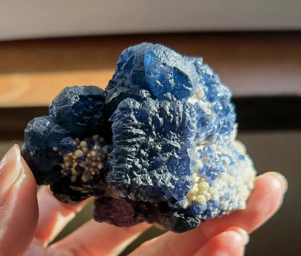 Blueberry Blue Fluorite Cluster — Inner Mongolia — individual mineral specimen view 3