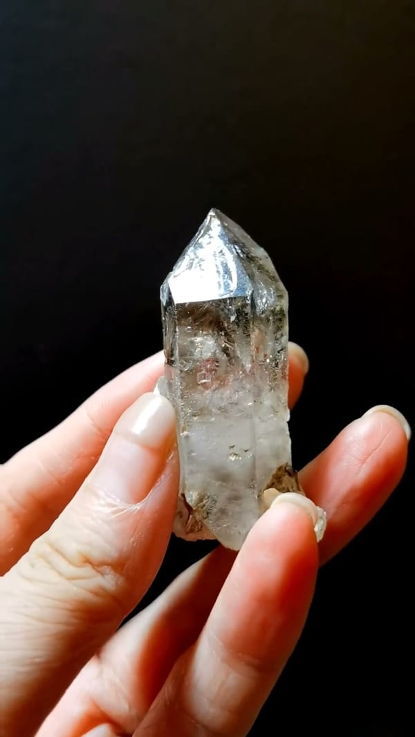 Complete side view of the exact Smoky Skeletal Quartz with Water Inclusion from Namibia