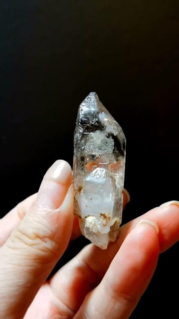 Complete reverse view of the exact Smoky Skeletal Quartz with Water Inclusion from Namibia