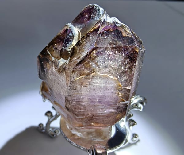 Purple Smoky Skeletal Quartz with Inclusions — Zimbabwe — individual mineral specimen view 2