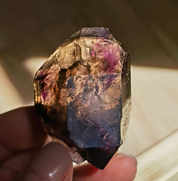 Compact Purple Smoky Quartz Scepter — Zimbabwe — individual mineral specimen view 1