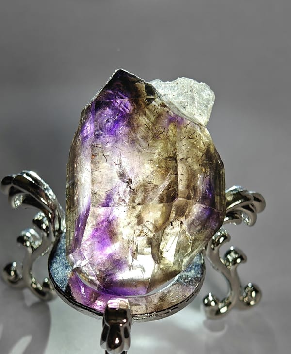 Compact Purple Smoky Quartz Scepter — Zimbabwe — individual mineral specimen view 2