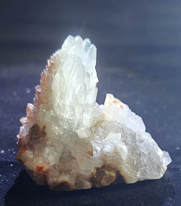 Feather Calcite and Pale Yellow Quartz Cluster — individual mineral specimen view 2