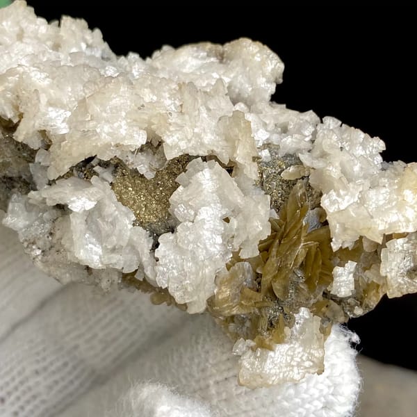 White dolomite crystals with golden-brown siderite — alternate view