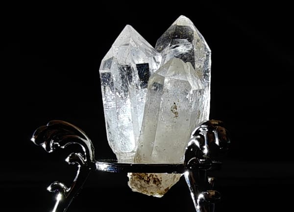 Three-Point Clear Quartz Cluster — Namibia — individual mineral specimen view 1