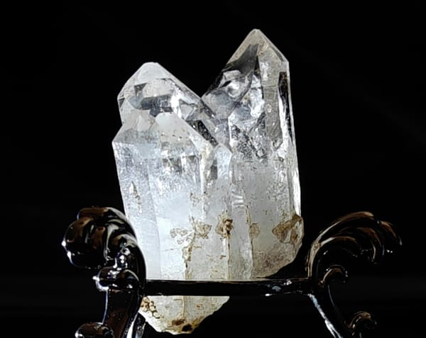 Three-Point Clear Quartz Cluster — Namibia — individual mineral specimen view 2