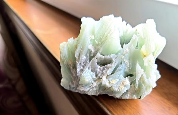 Pale Green Amazonite Crystal Mass — individual mineral specimen view 2