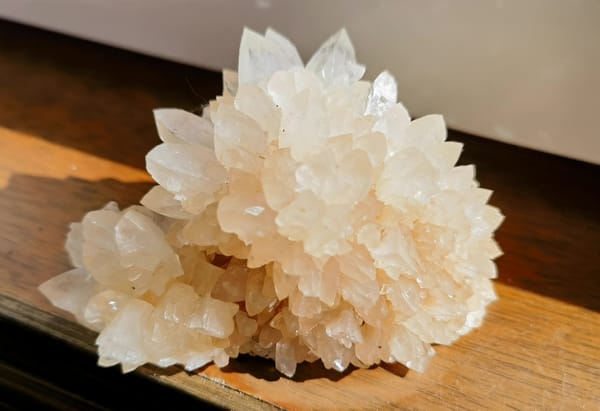 Complete front view of Ivory Crystallized Stone Flower Cluster from Yunnan