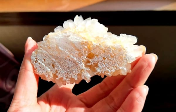 Complete reverse view of the exact Ivory Crystallized Stone Flower Cluster from Yunnan