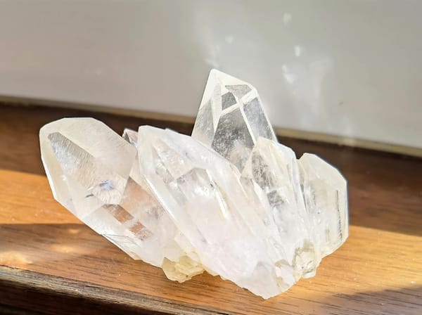 Ice-Clear Quartz Cluster with Growth Channel — Madagascar — individual mineral specimen view 1