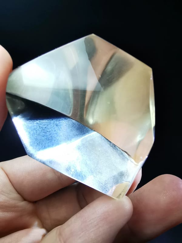 Complete reverse view of the pale smoky quartz freeform