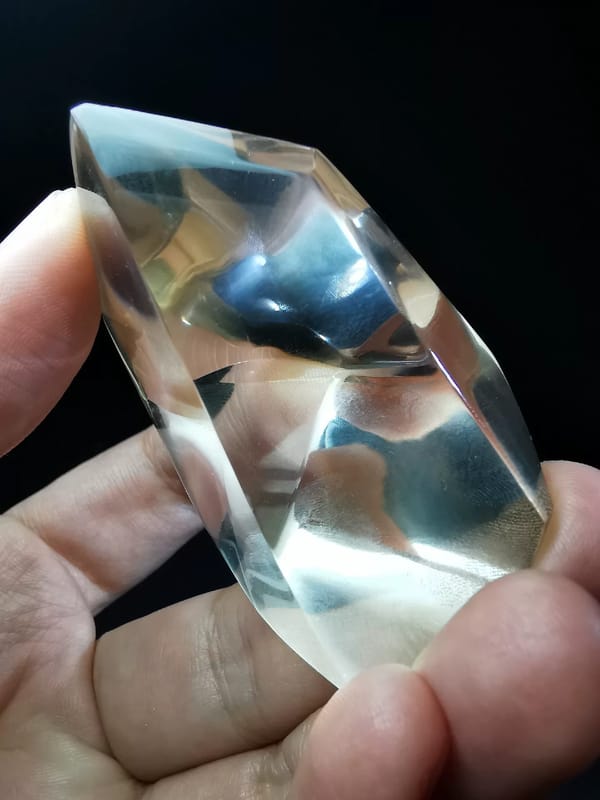 Complete opposite angle of the exact polished quartz specimen