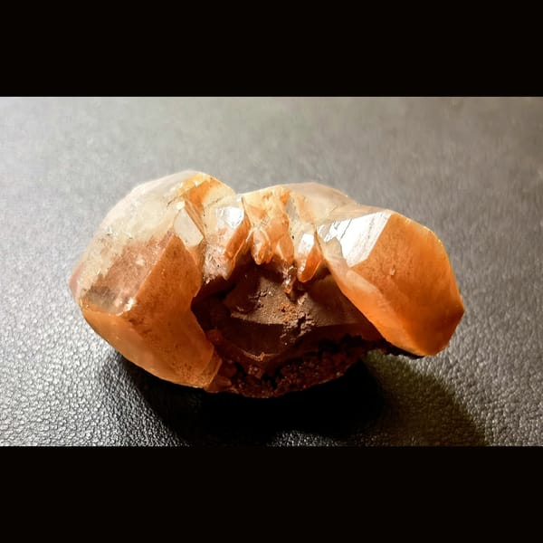 Red Calcite Bow-Tie Twin Crystal - complete view