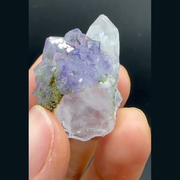 Quartz with Purple Fluorite and Chlorite Yaogangxian 2.7 cm — complete view