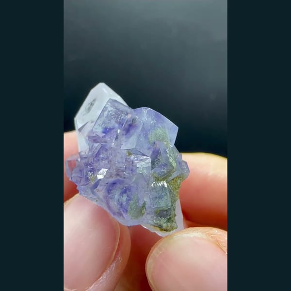 Quartz with Purple Fluorite and Chlorite Yaogangxian 2.7 cm — alternate view